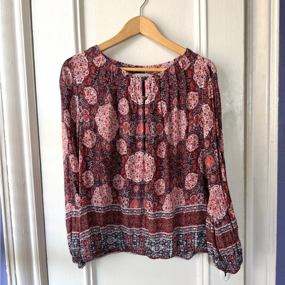 Lucky Brand Boho Orange Women's Patterned Top